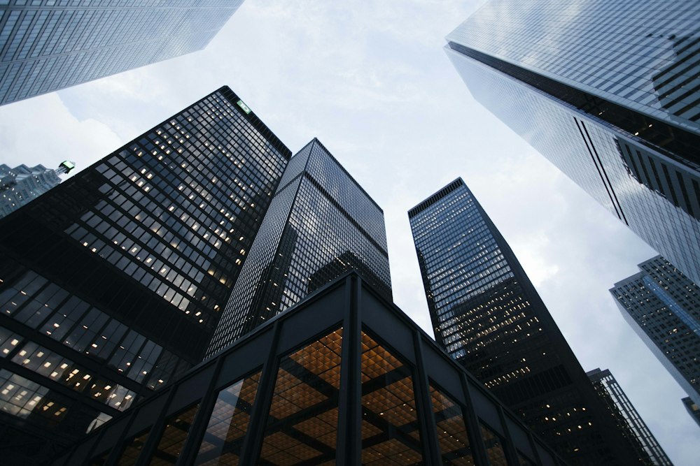 Canary Wharf commercial skyscrapers and British financial institutions