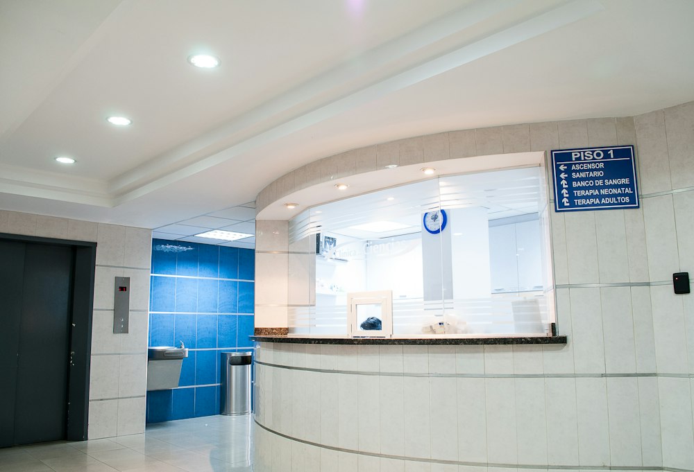 Modern clinical hospital reception and patient appointment desk